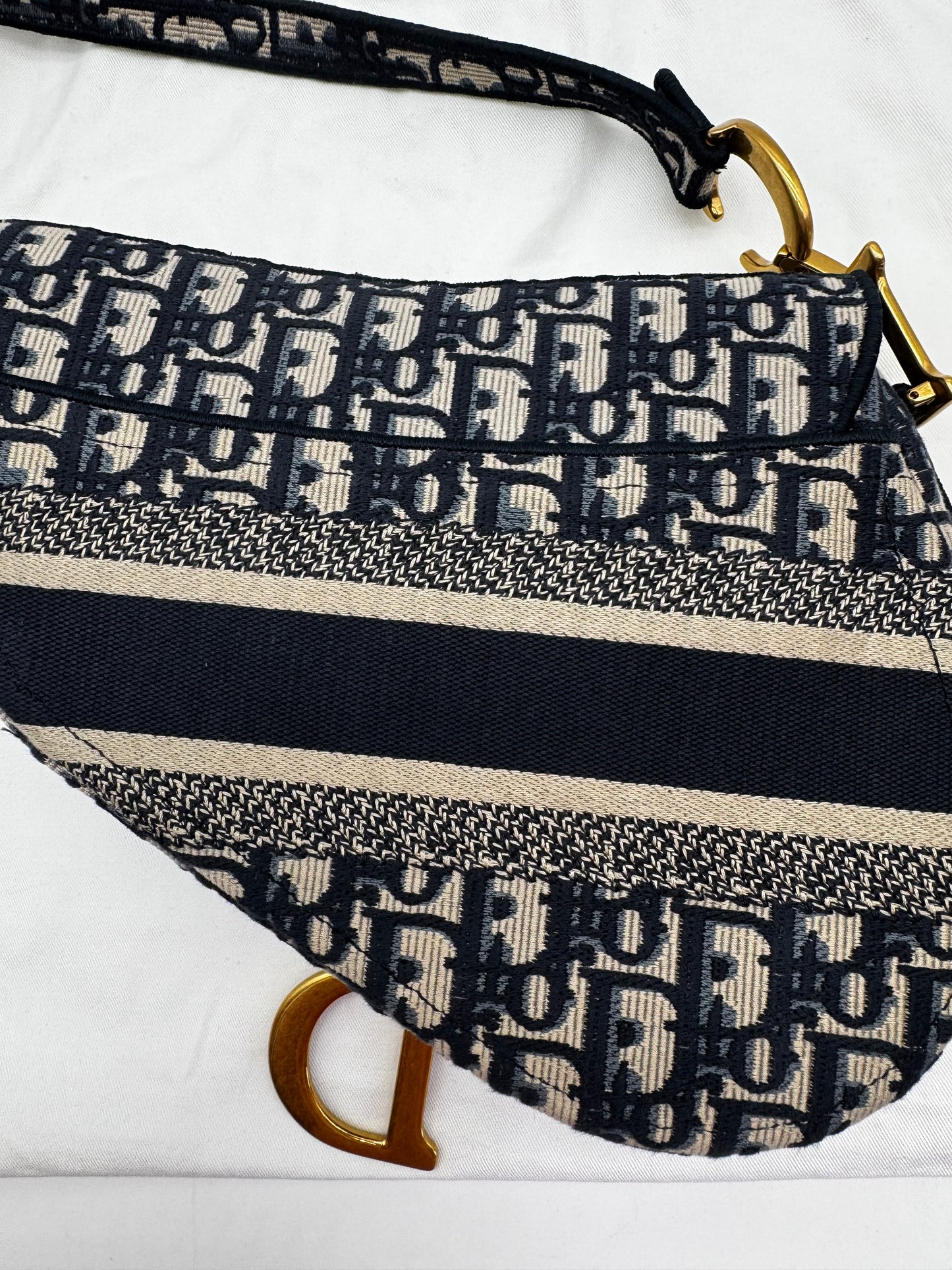 CHRISTIAN DIOR SADDLE BAG BLUE OBLIQUE SIZE LARGE
