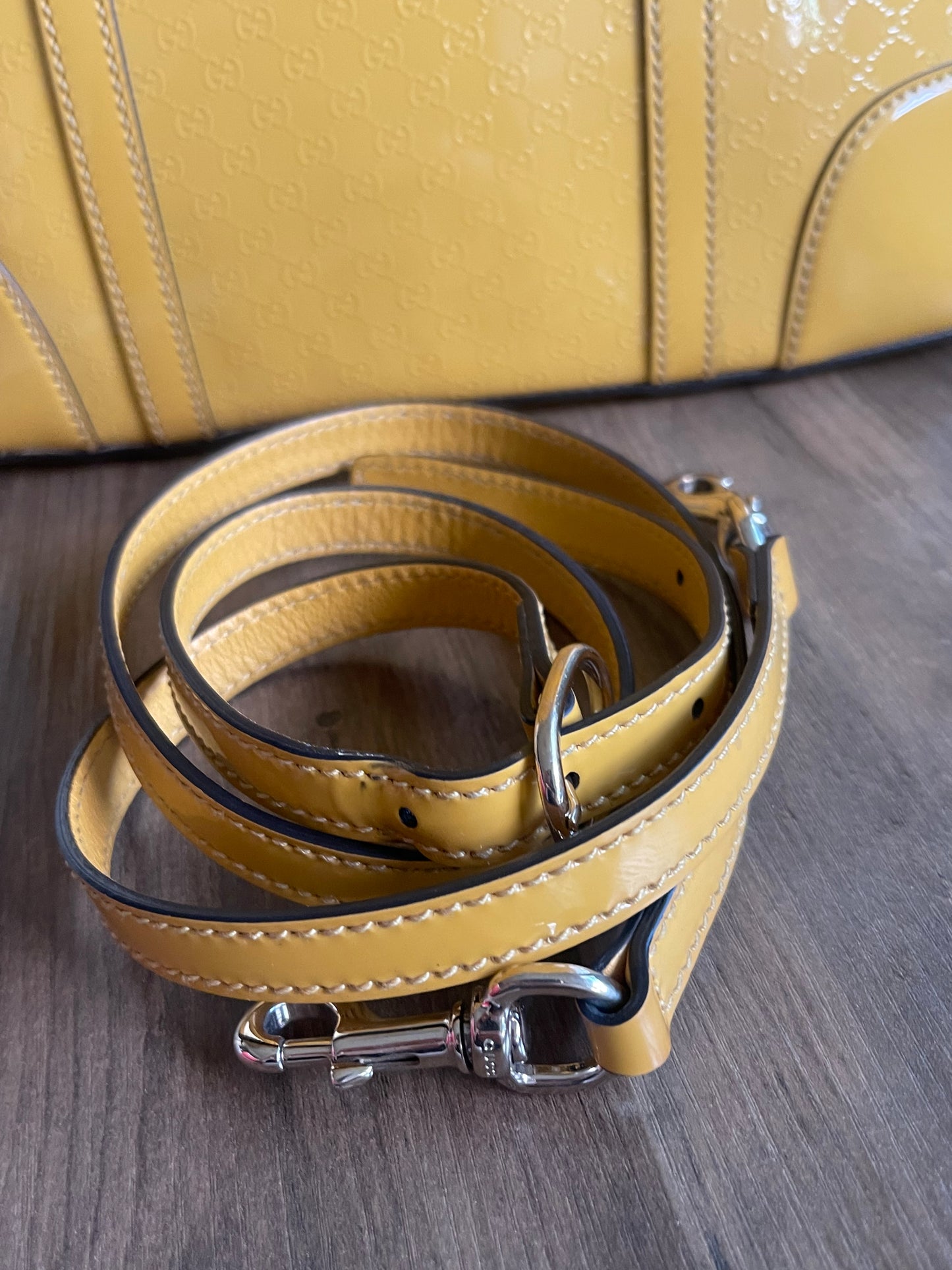 GUCCI PATENT YELLOW CROSSBODY