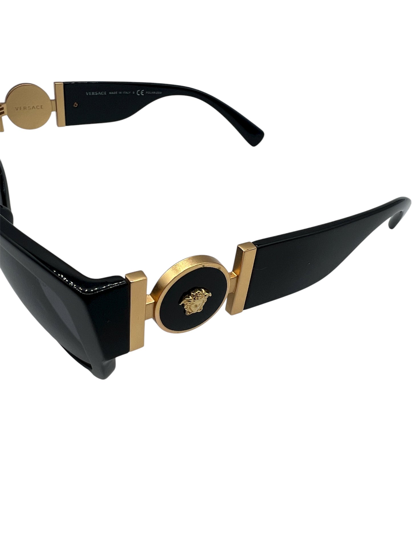 VERSACE POLARIZED SUNGLASSES (UNISEX) BLACK & GOLD