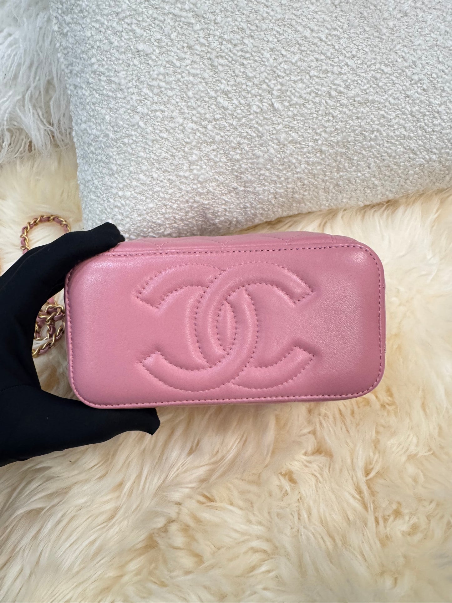 Chanel Vanity Box Pink Gold Top Handle