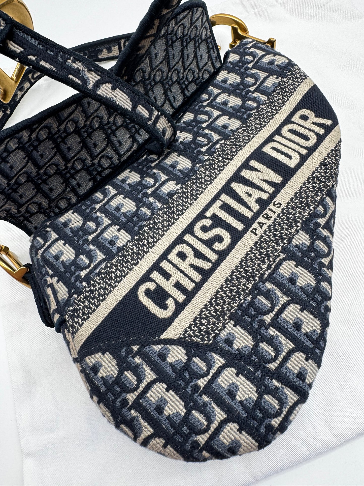 CHRISTIAN DIOR SADDLE BAG BLUE OBLIQUE SIZE LARGE