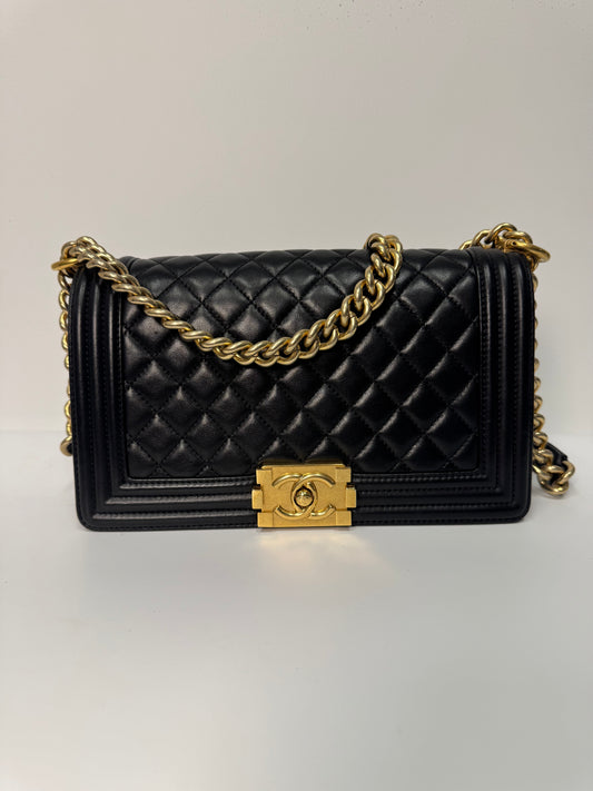 CHANEL BOY MEDIUM LAMBSKIN GOLD HARDWARE