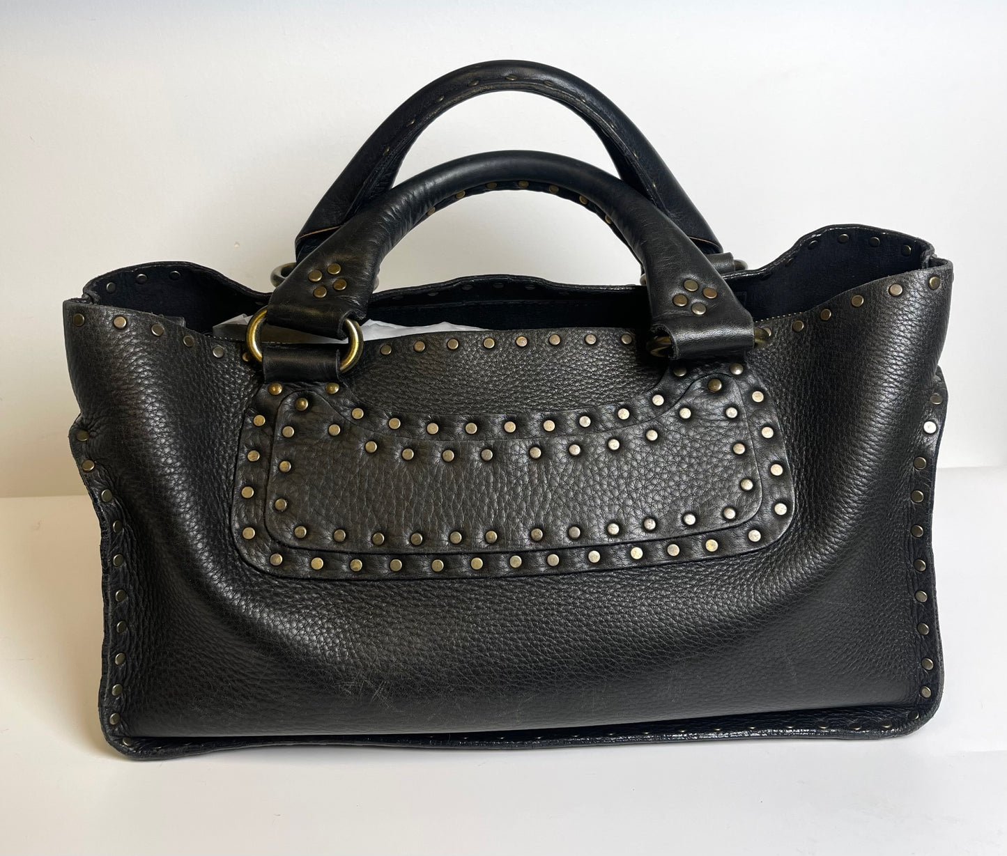 VINTAGE CELINE TOP HANDLE STUDDED BLACK