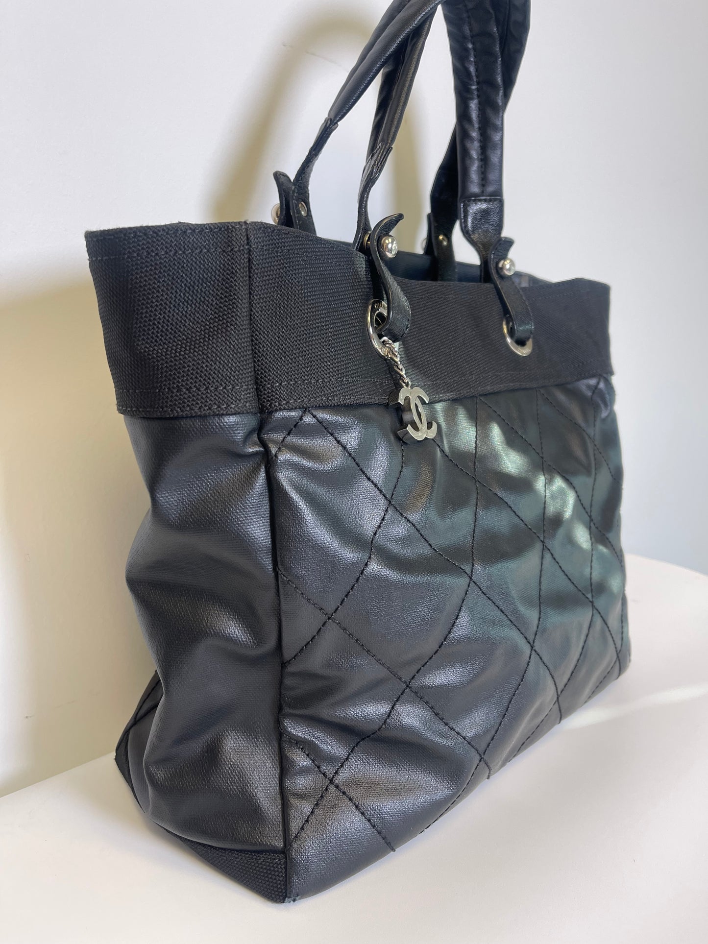 VINTAGE CHANEL COATED CANVAS TOTE