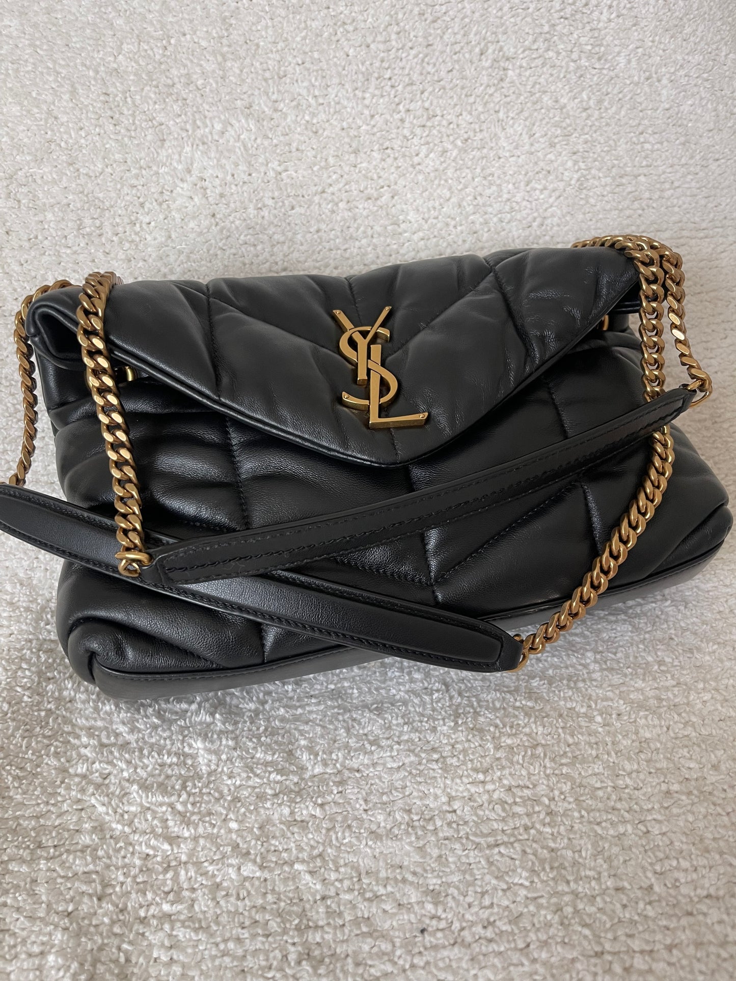 YSL BLACK PUFFER GOLD HARDWARE FULL SET