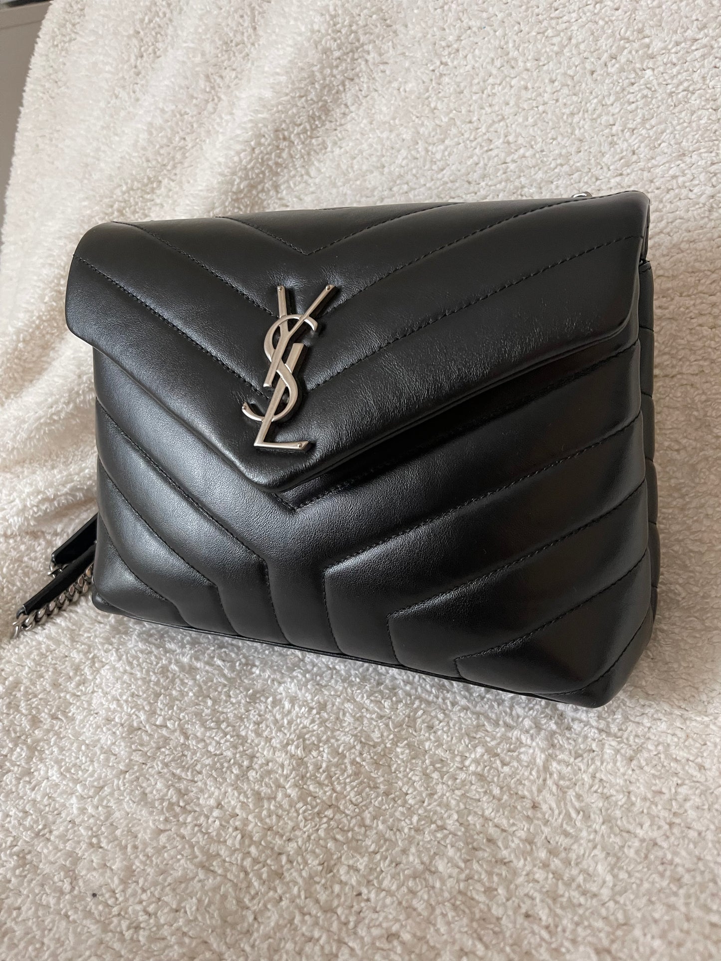 BLACK YSL LOU LOU BAG SILVER HARDWARE
