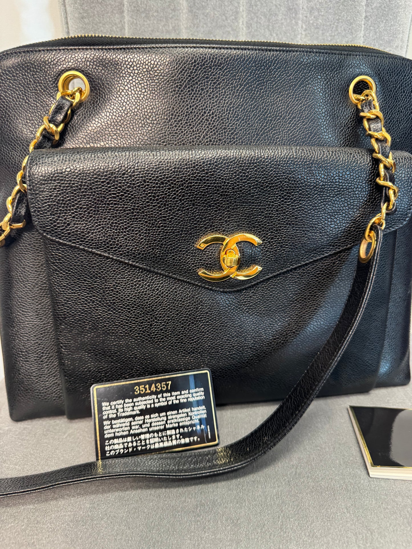 CHANEL CAVIAR BLACK TOTE GOLD HARDWARE