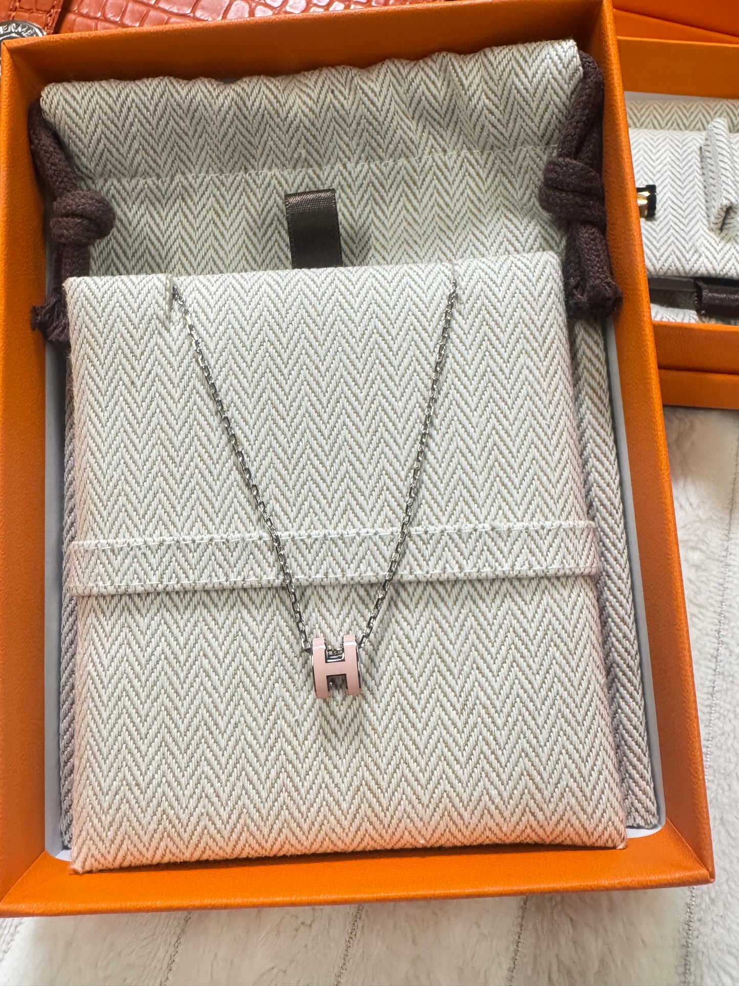 Mini Pop H Hermes Necklace Rose Dragee Rose/Silver