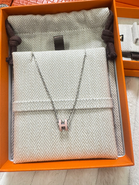 Mini Pop H Hermes Necklace Rose Dragee Rose/Silver