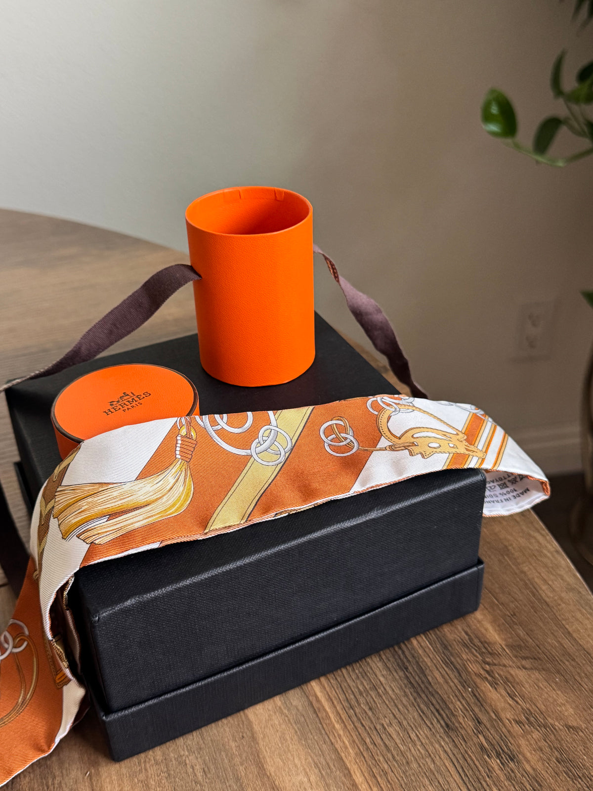 HERMES TWILLY ORANGE AND WHITE