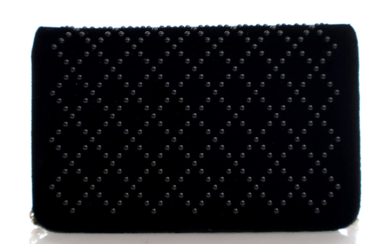CHANEL VELVET EMBELLISHED WOC BLACK