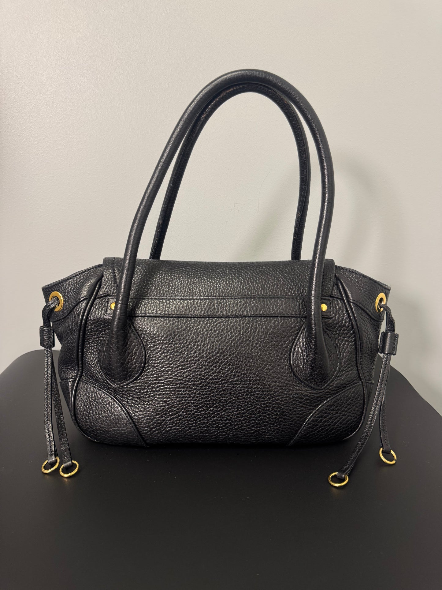 BLACK PRADA SHOULDER BAG GOLD HARDWARE