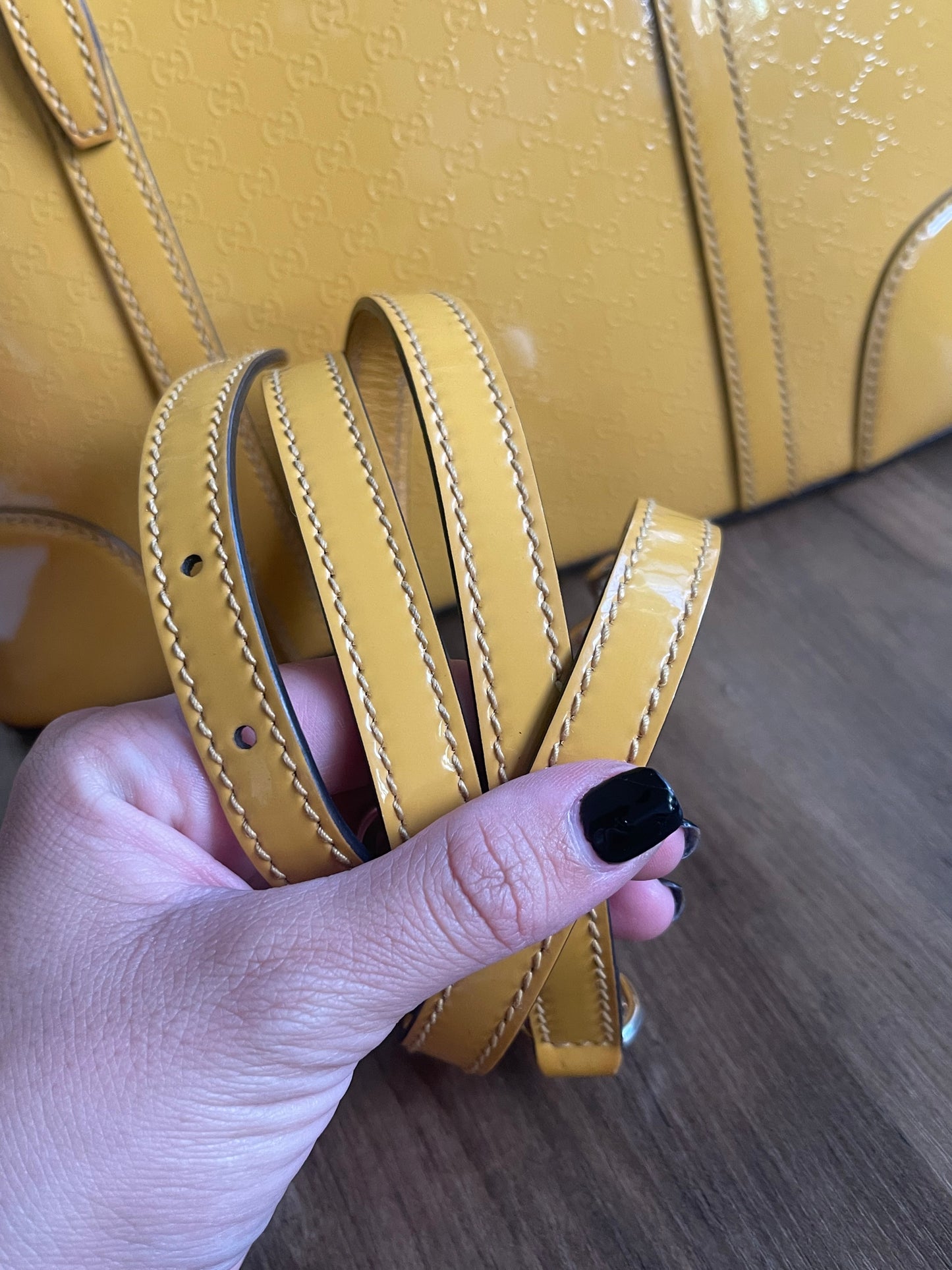 GUCCI PATENT YELLOW CROSSBODY