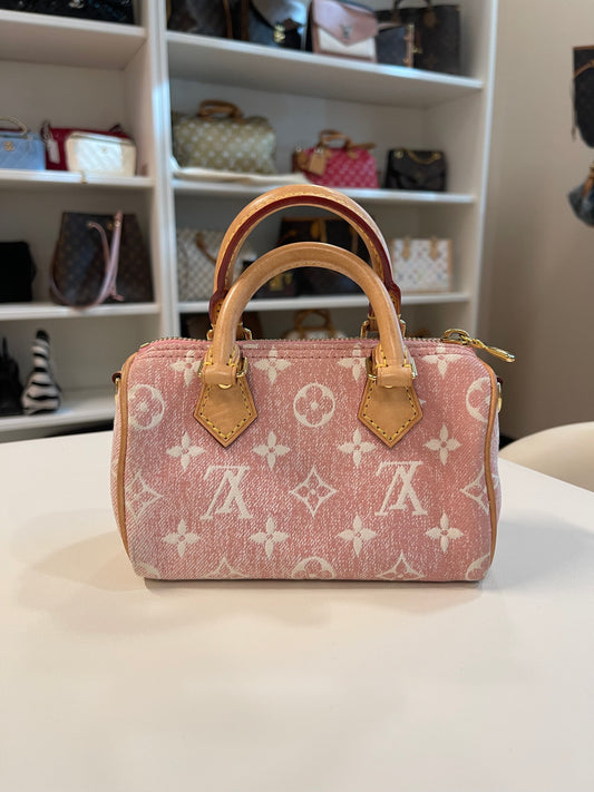 LV PINK NANO SPEEDY DENIM CROSSBODY