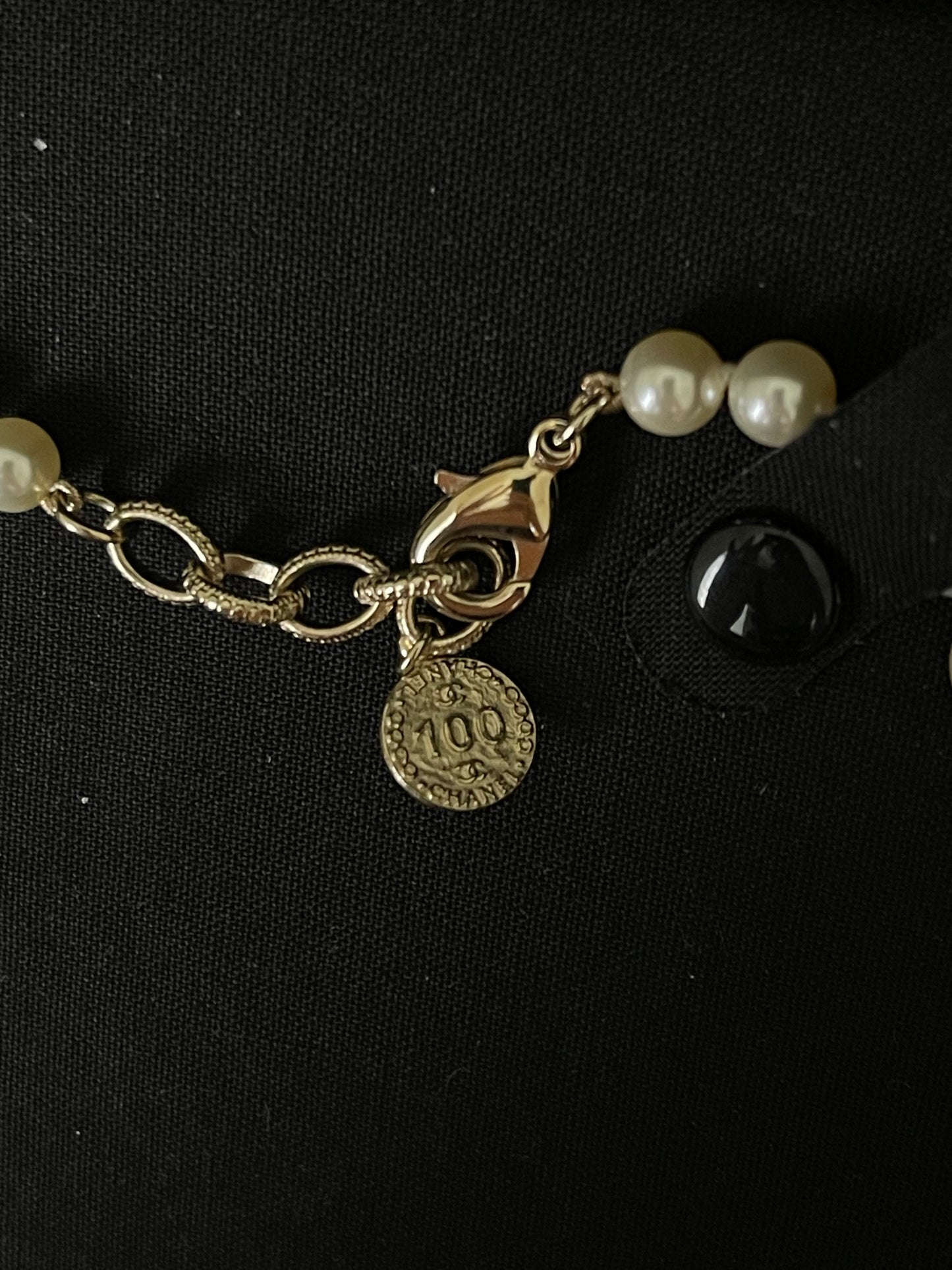Pearl CC 100th Anniversary Necklace Light Gold