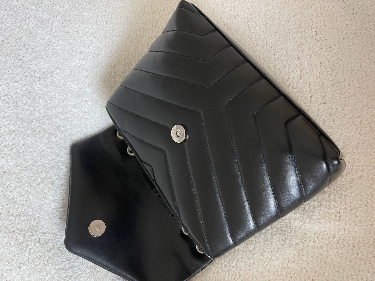 BLACK YSL LOU LOU BAG SILVER HARDWARE