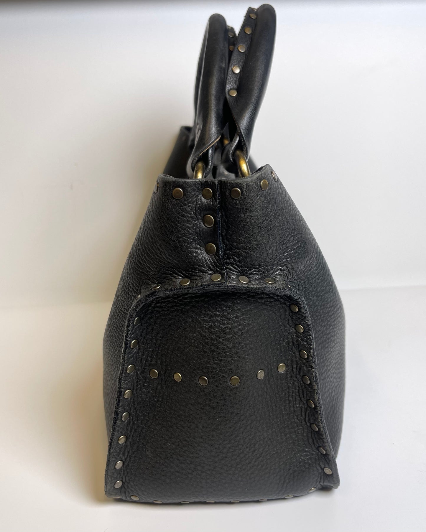 VINTAGE CELINE TOP HANDLE STUDDED BLACK