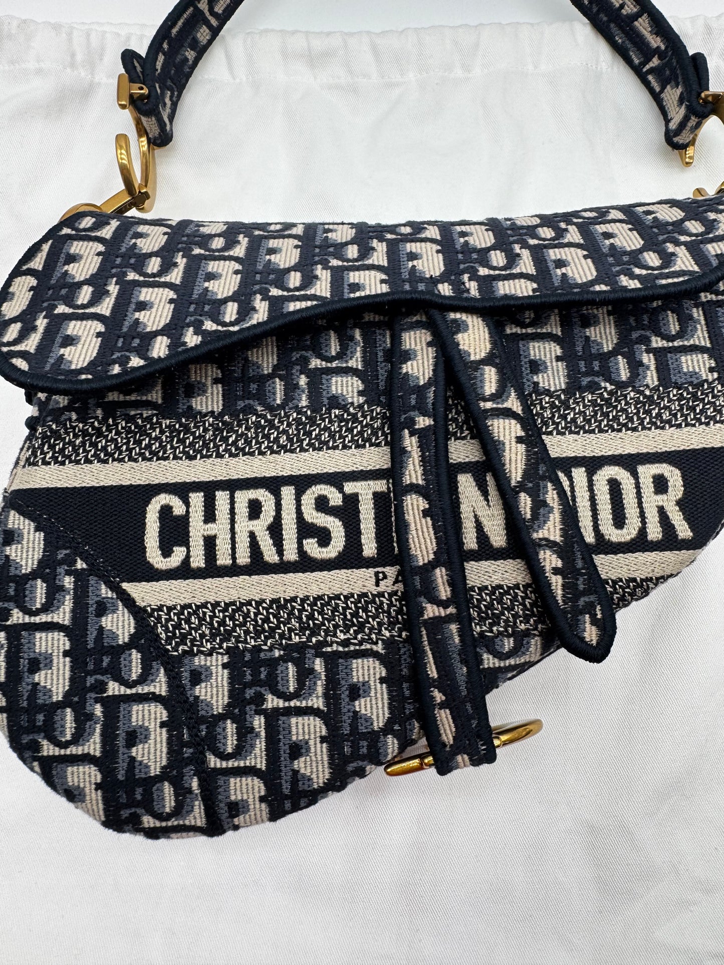 CHRISTIAN DIOR SADDLE BAG BLUE OBLIQUE SIZE LARGE