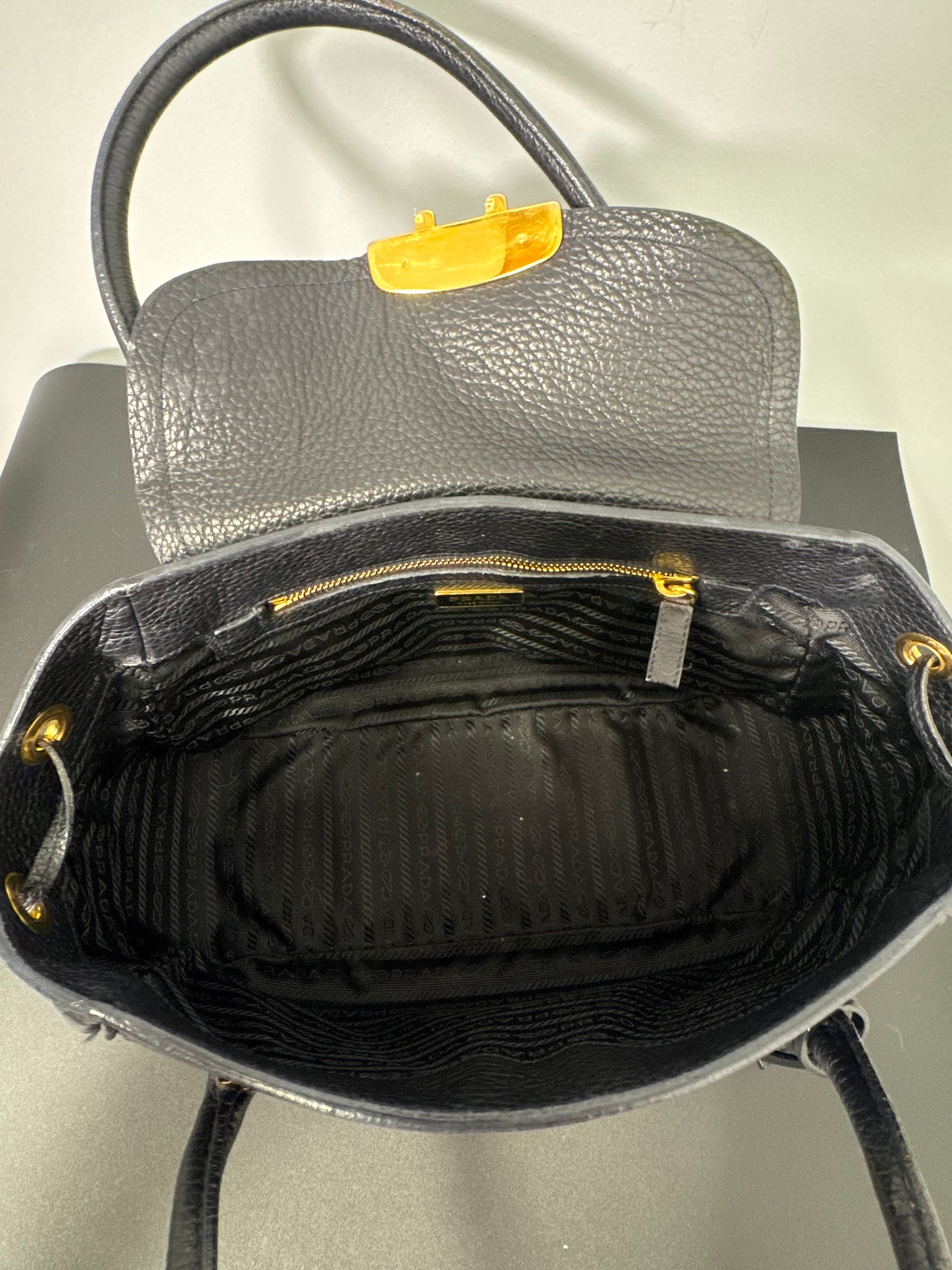 BLACK PRADA SHOULDER BAG GOLD HARDWARE