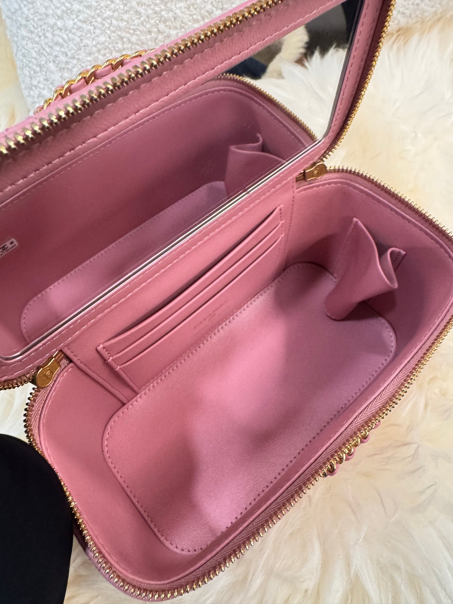 Chanel Vanity Box Pink Gold Top Handle