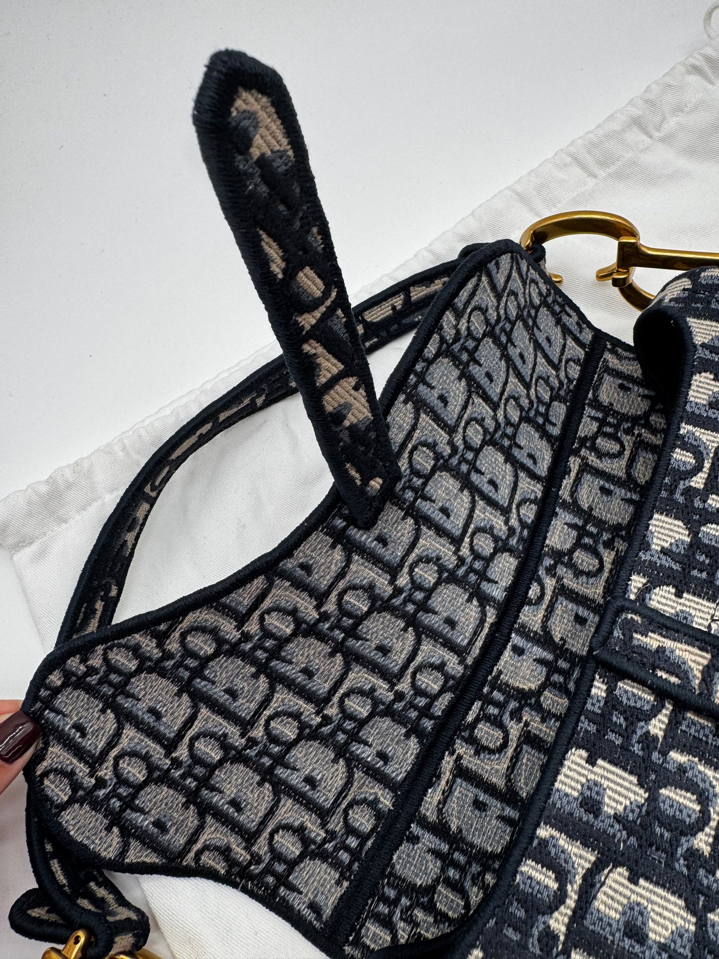 CHRISTIAN DIOR SADDLE BAG BLUE OBLIQUE SIZE LARGE