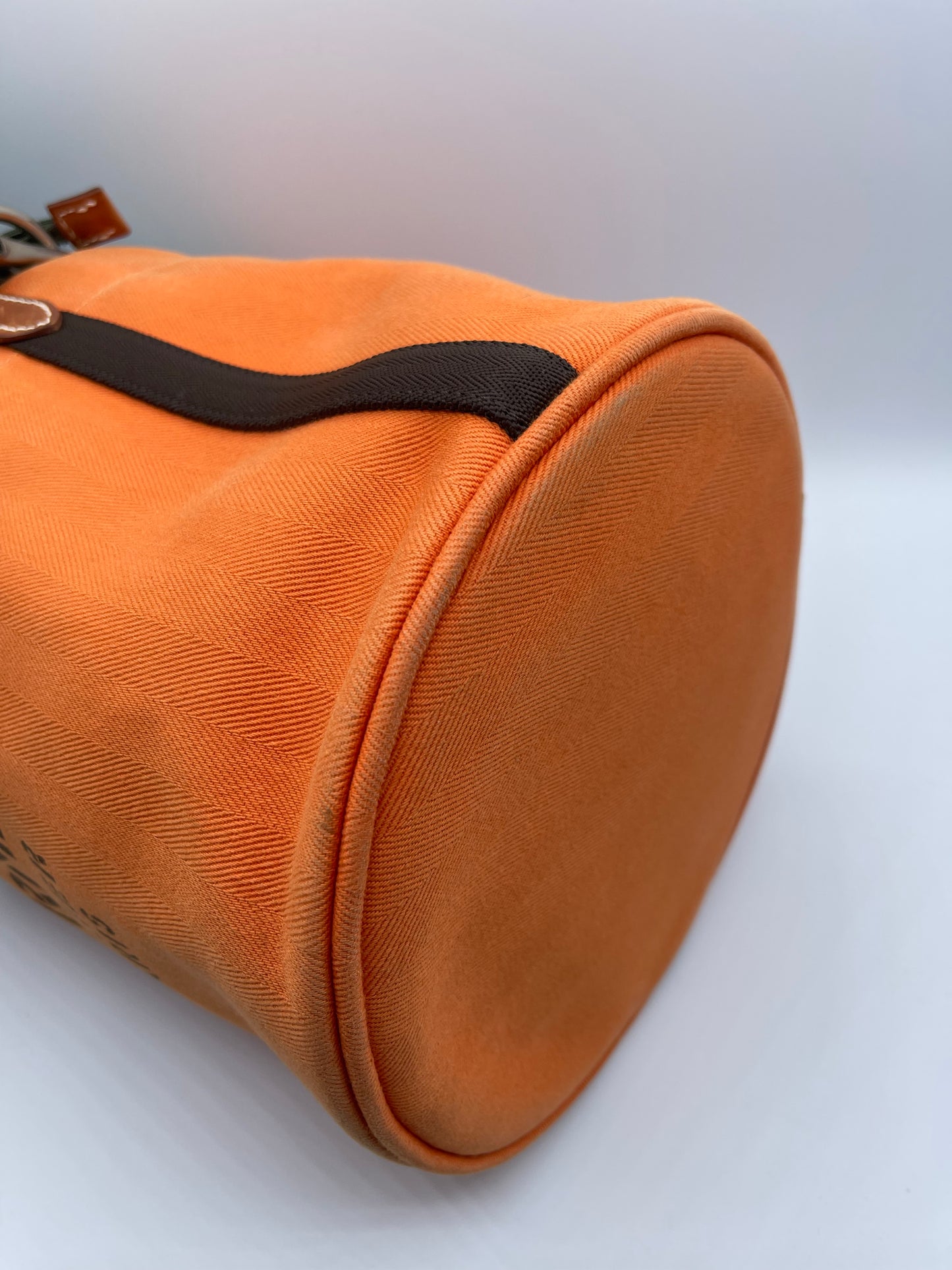 ORANGE HERMES CANVAS BUCKET BAG