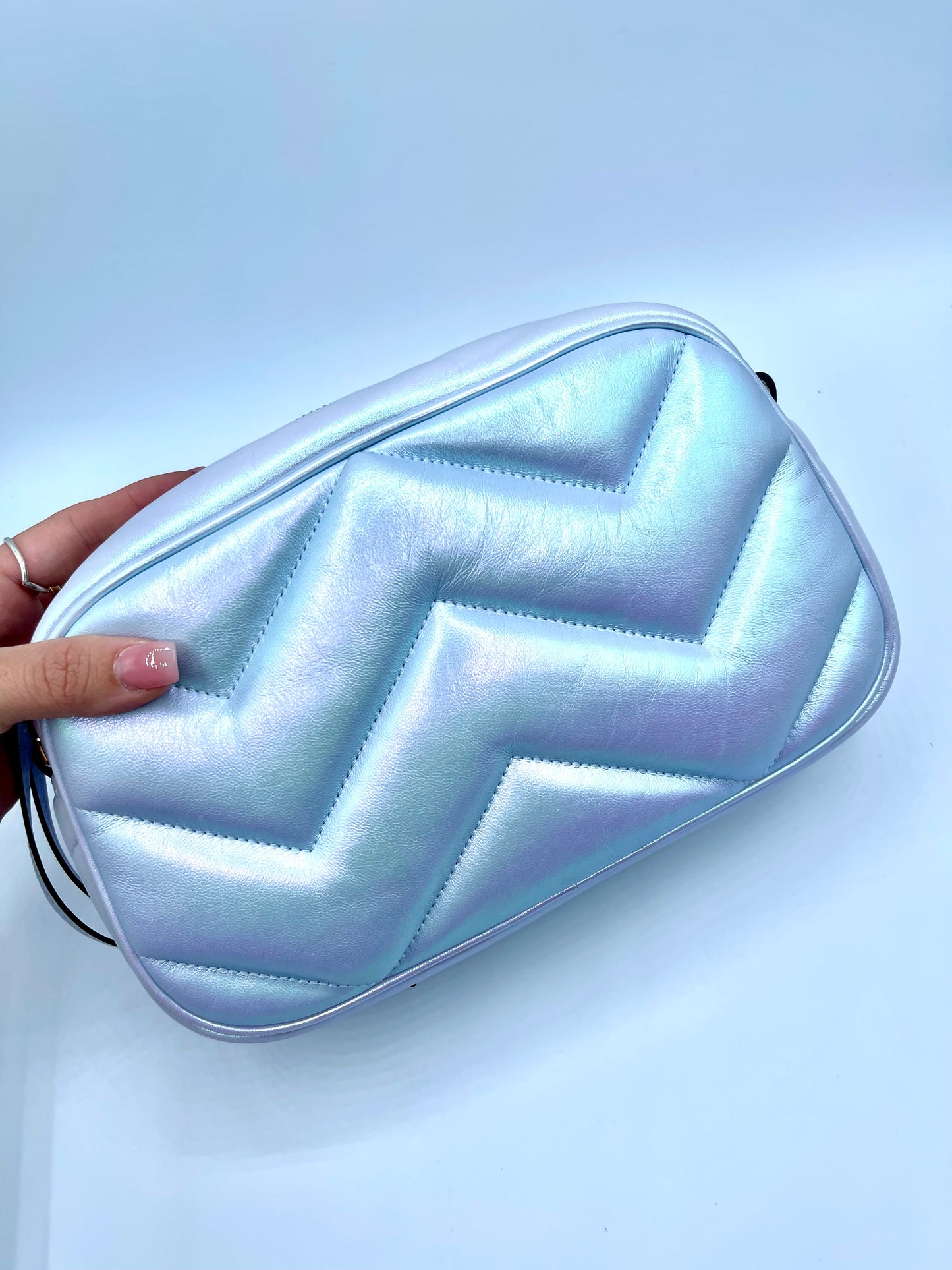 IRIDESCENT GUCCI CAMERA BAG CROSSBODY WITH DUST BAG