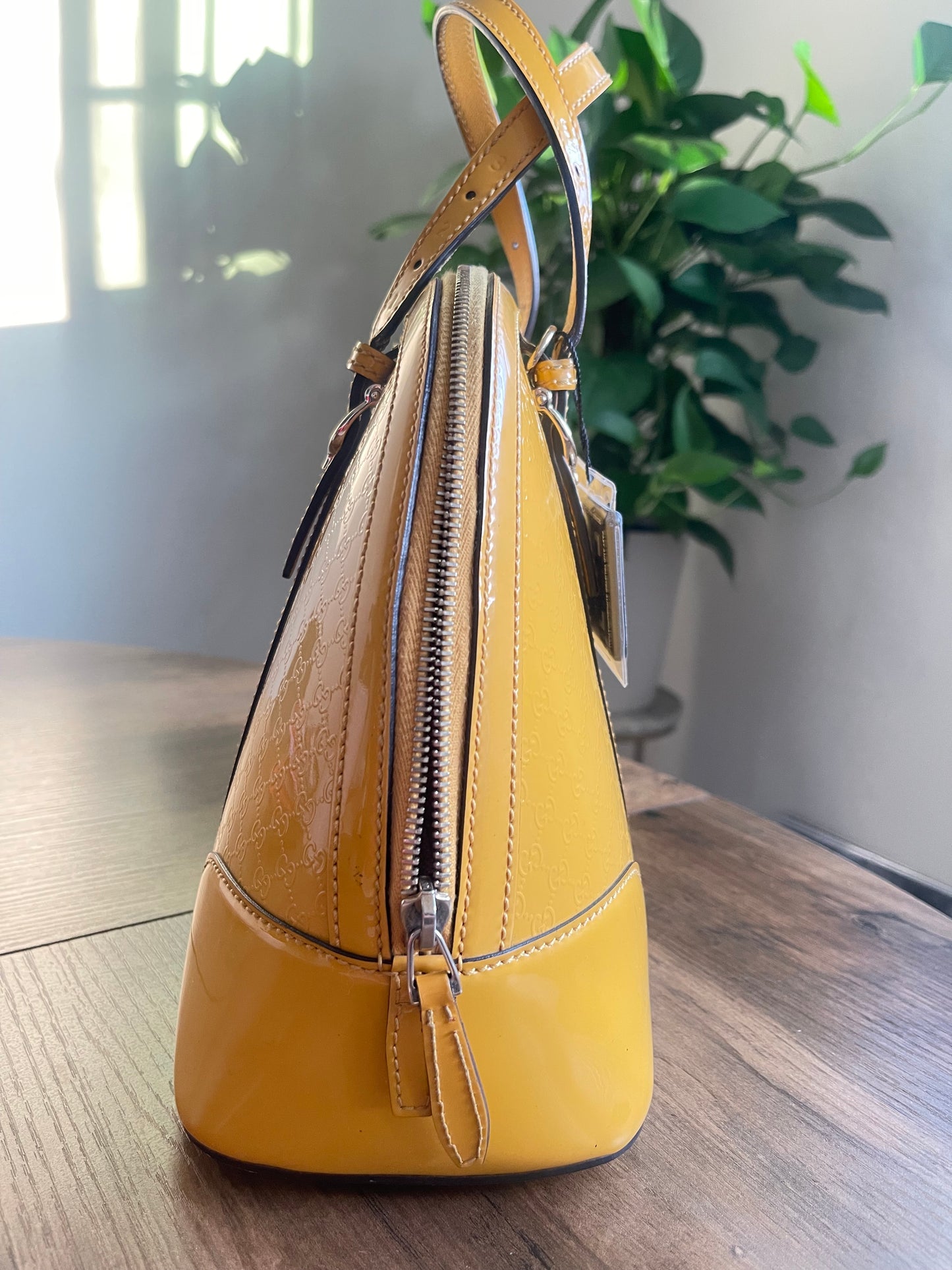 GUCCI PATENT YELLOW CROSSBODY