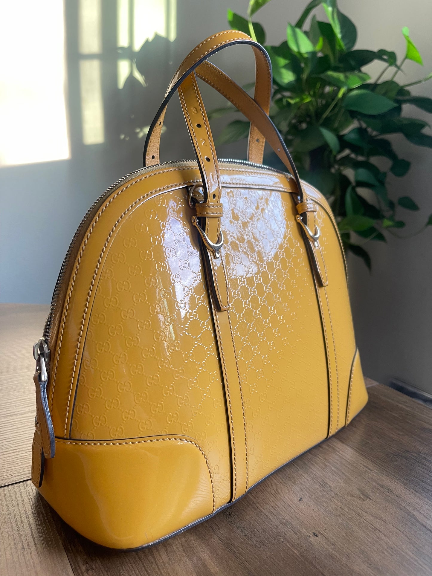 GUCCI PATENT YELLOW CROSSBODY
