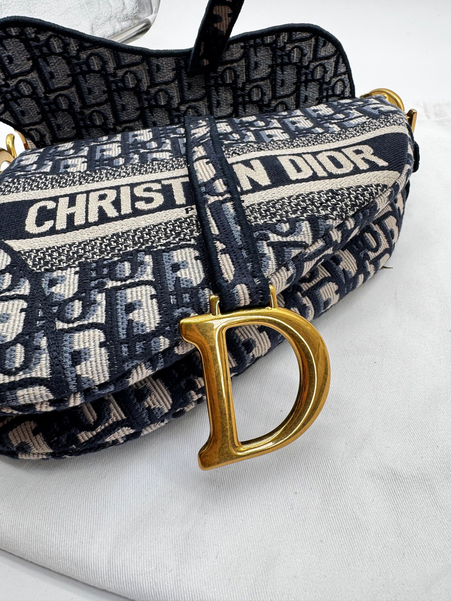 CHRISTIAN DIOR SADDLE BAG BLUE OBLIQUE SIZE LARGE