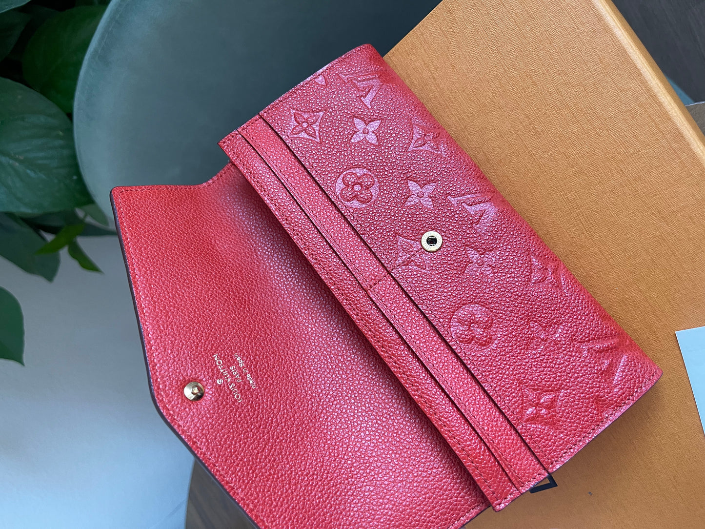 LOUIS VUITTON RED BI FOLD WALLET WITH INSERT