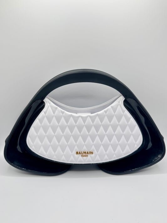 BALMAIN JOLIE SMALL MADAME QUILTED TOP HANDLE BAG