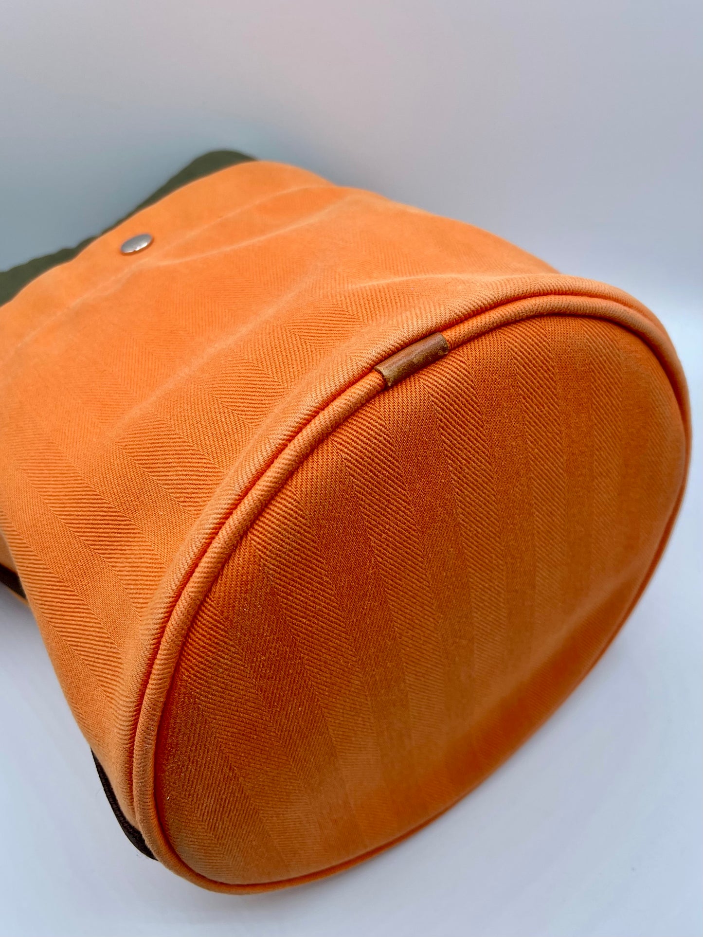 ORANGE HERMES CANVAS BUCKET BAG