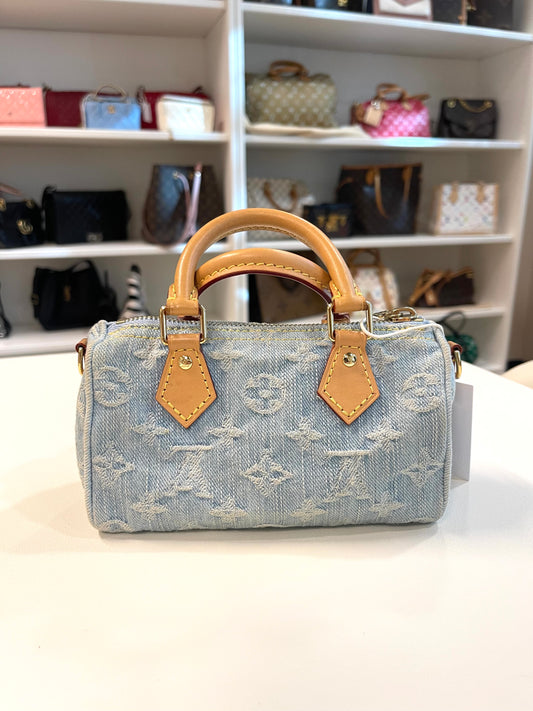 BLUE DENIM LV NANO SPEEDY