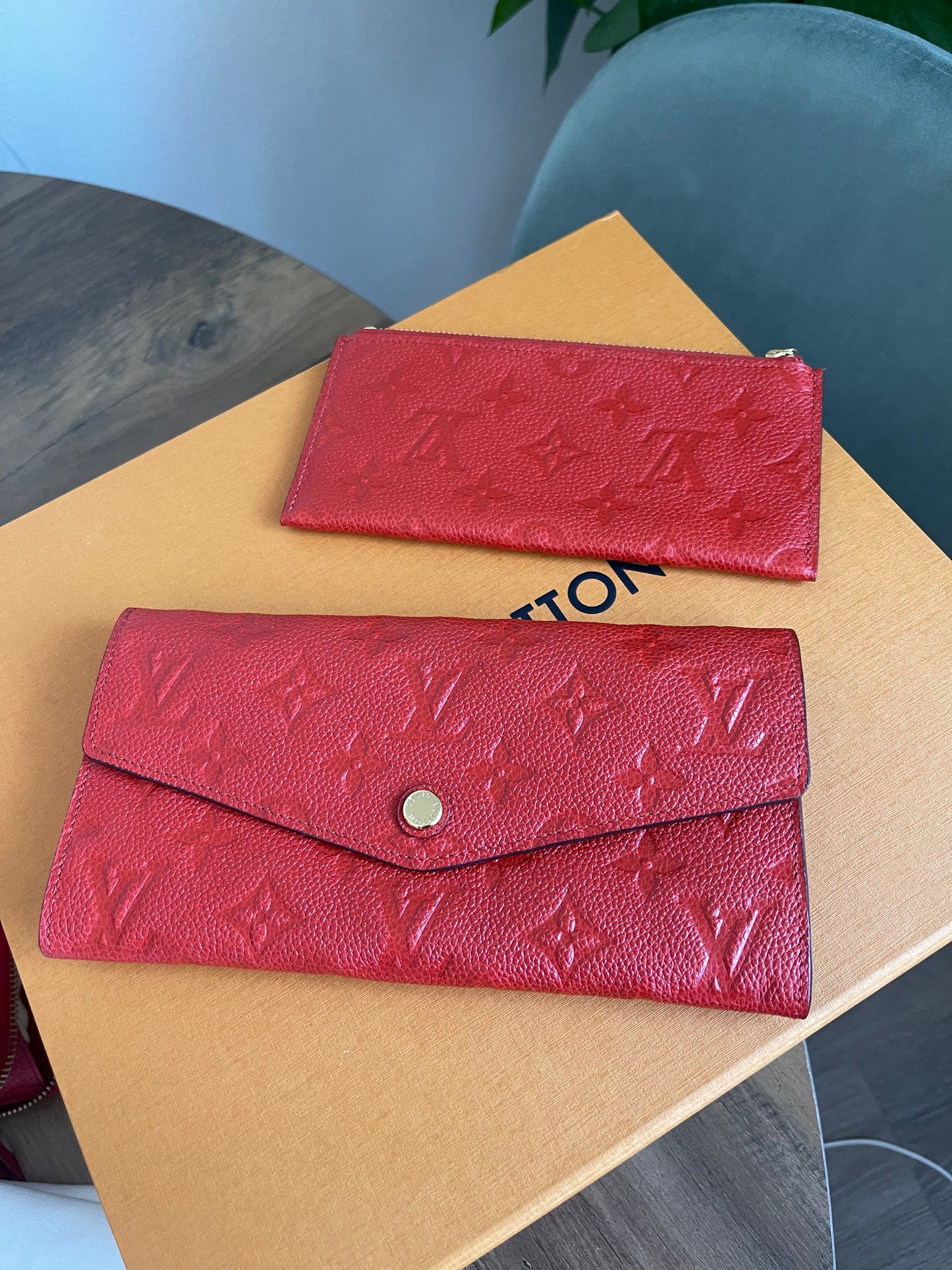 LOUIS VUITTON RED BI FOLD WALLET WITH INSERT
