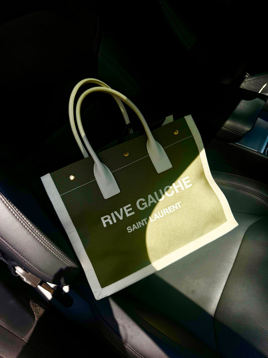 YSL RIVE GAUCHE OLIVE GREEN TOTE
