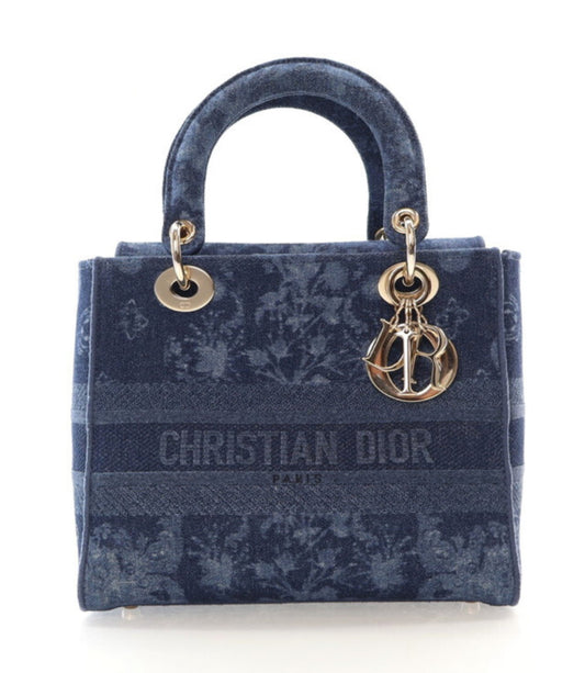 DIOR MEDIUM DENIUM FLORAL LADY D-LITE