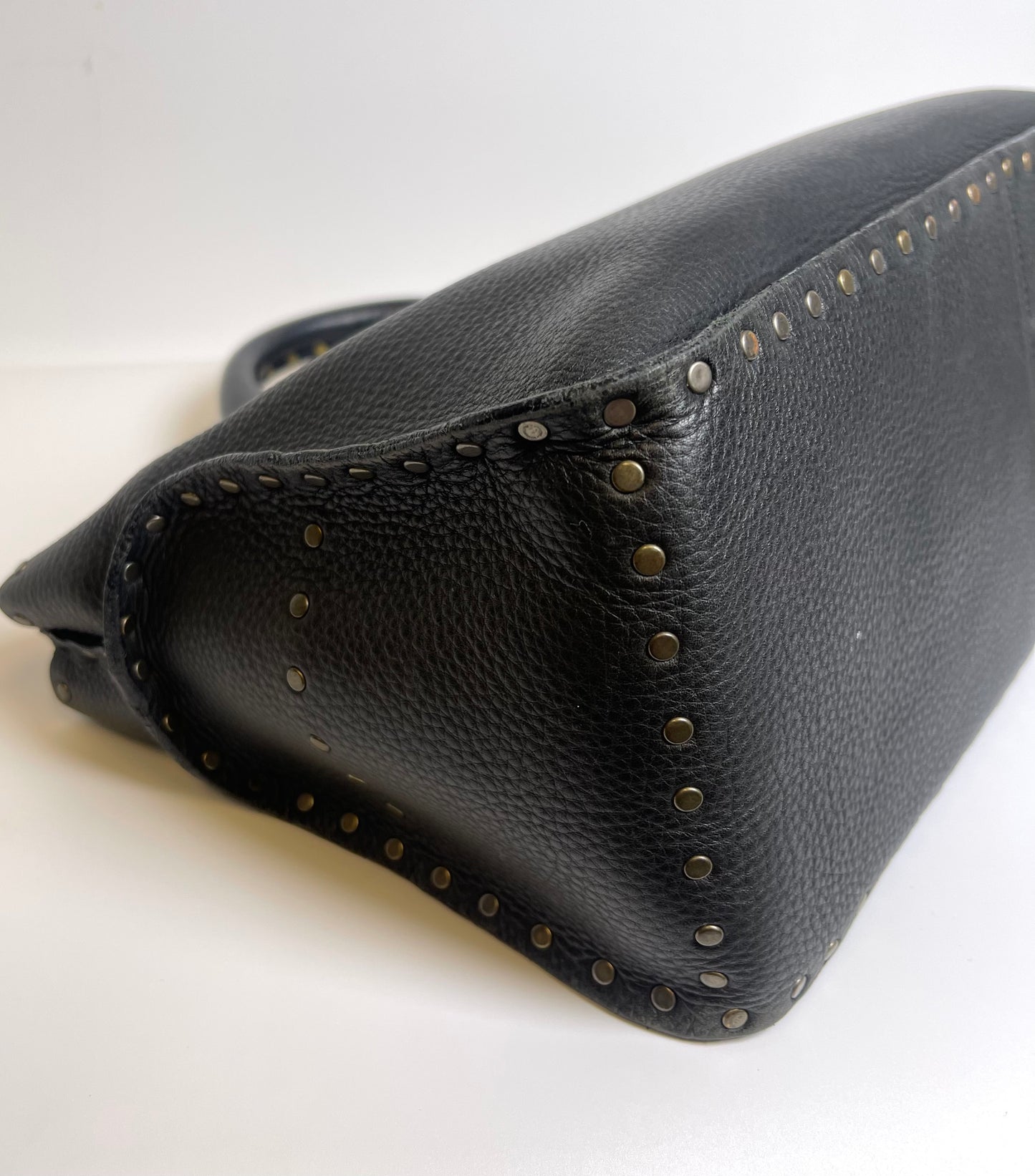 VINTAGE CELINE TOP HANDLE STUDDED BLACK