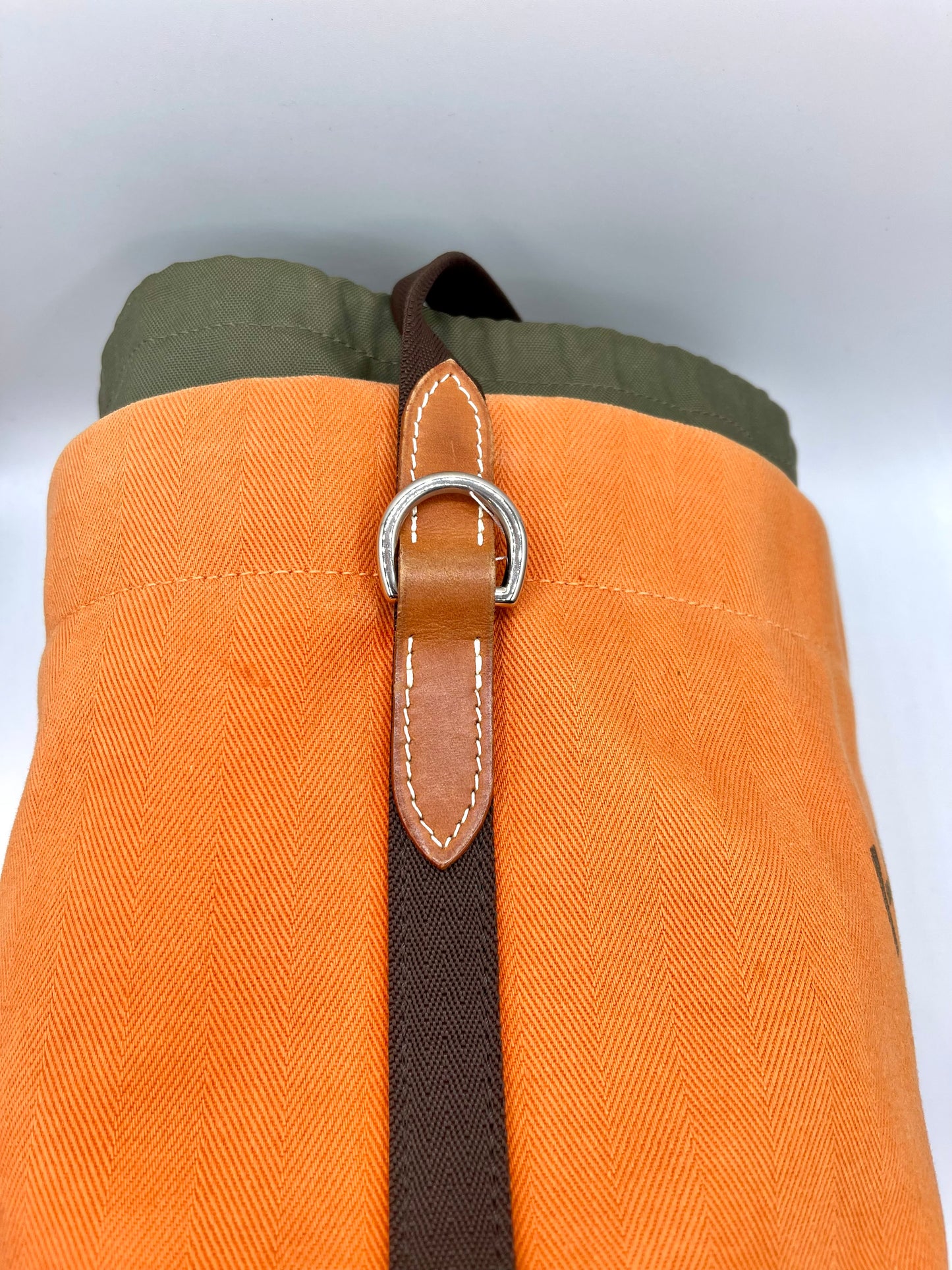 ORANGE HERMES CANVAS BUCKET BAG