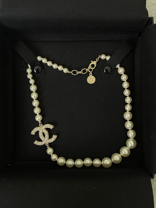 Pearl CC 100th Anniversary Necklace Light Gold