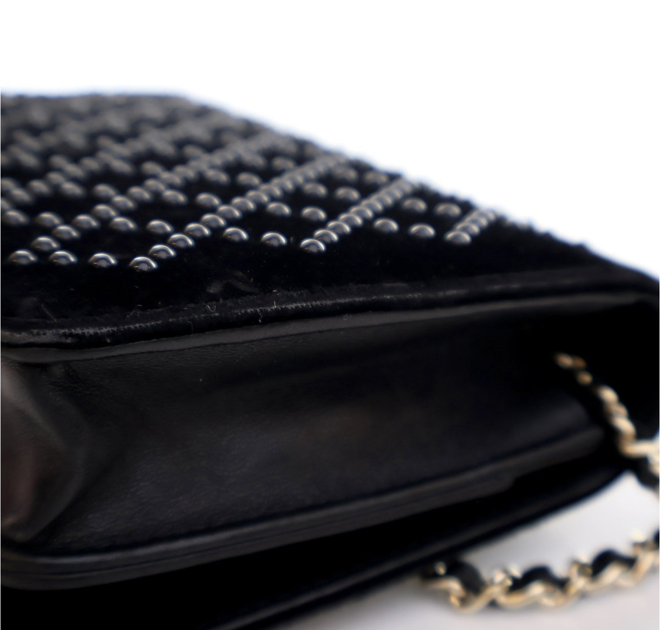 CHANEL VELVET EMBELLISHED WOC BLACK