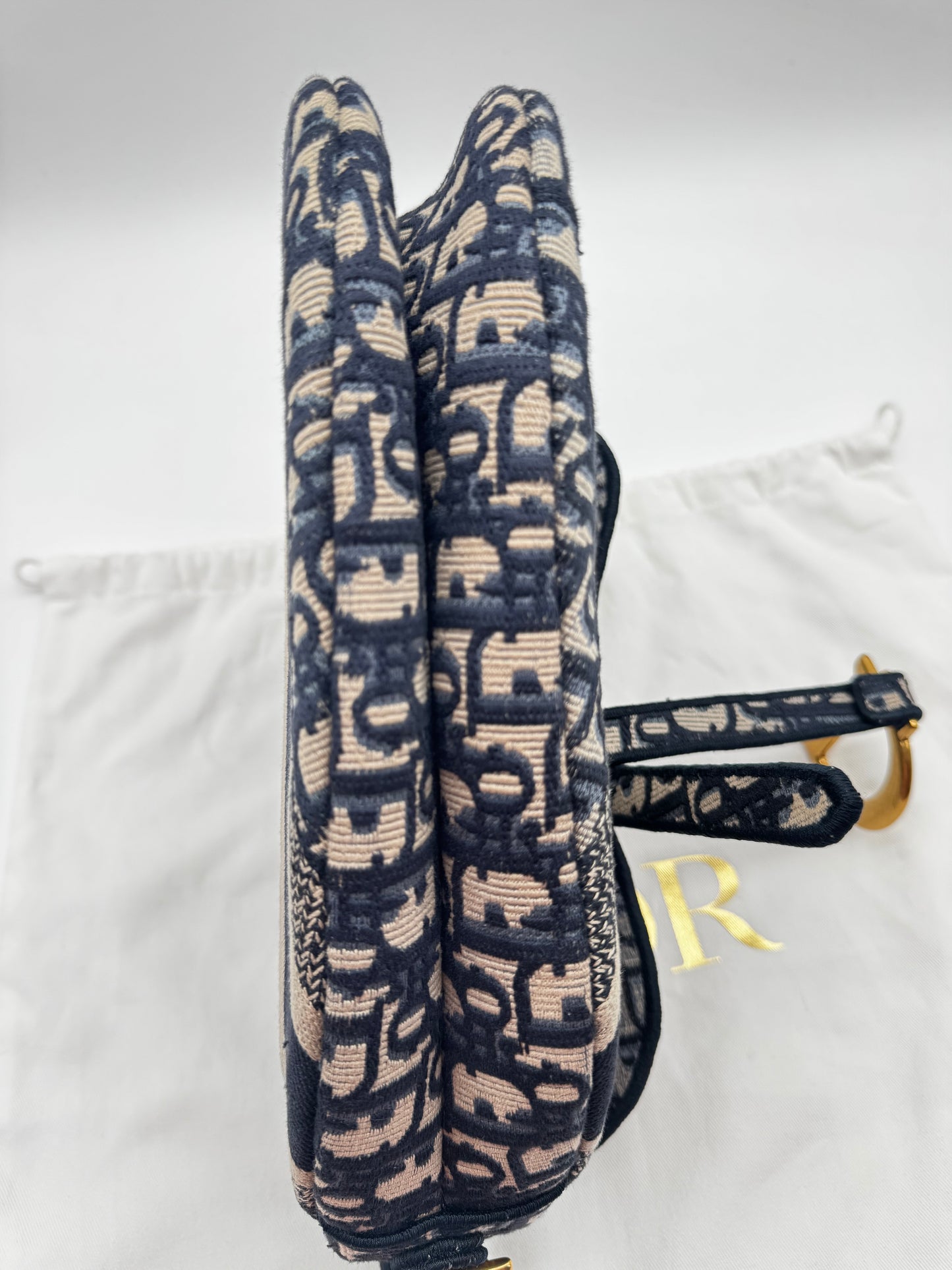 CHRISTIAN DIOR SADDLE BAG BLUE OBLIQUE SIZE LARGE