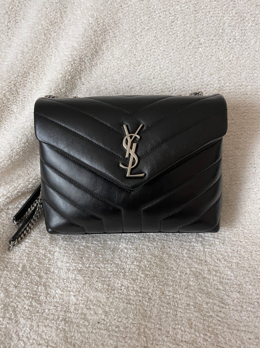 BLACK YSL LOU LOU BAG SILVER HARDWARE