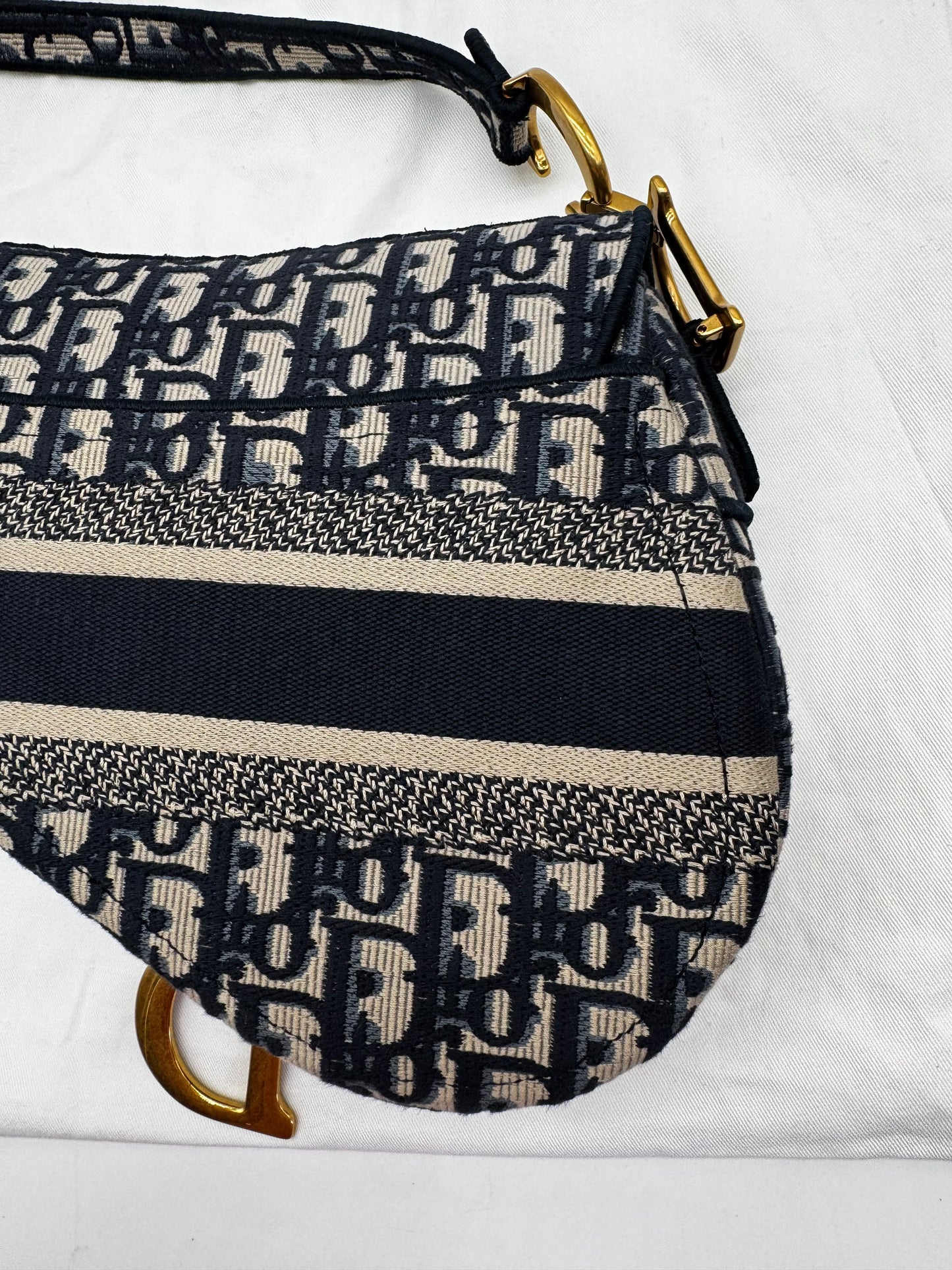 CHRISTIAN DIOR SADDLE BAG BLUE OBLIQUE SIZE LARGE