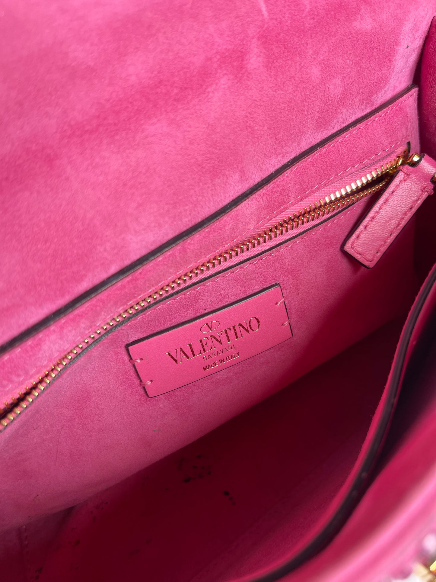 VALENTINO GARAVANI SHOULDER BAG PINK CRYSTAL ROMAN STUD