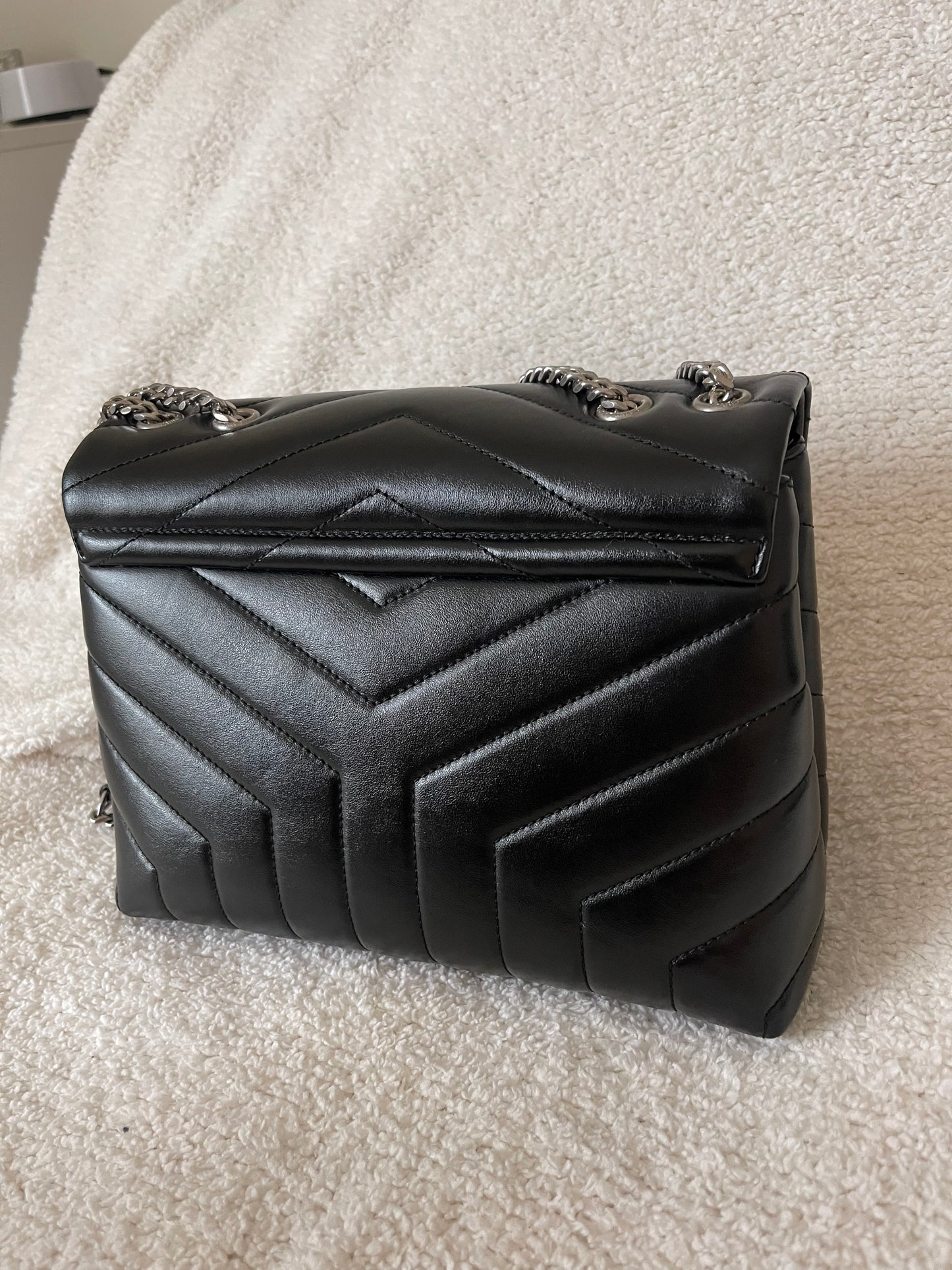BLACK YSL LOU LOU BAG SILVER HARDWARE