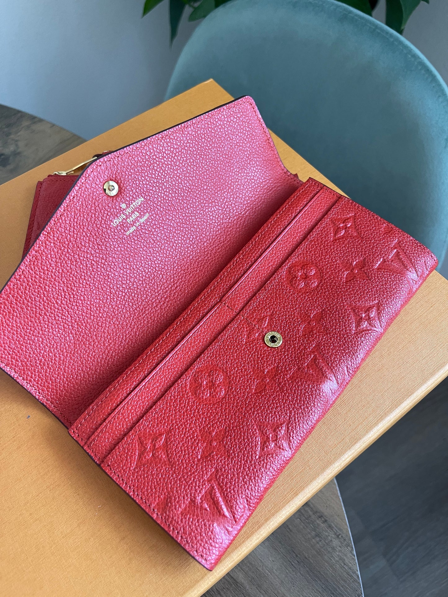LOUIS VUITTON RED BI FOLD WALLET WITH INSERT