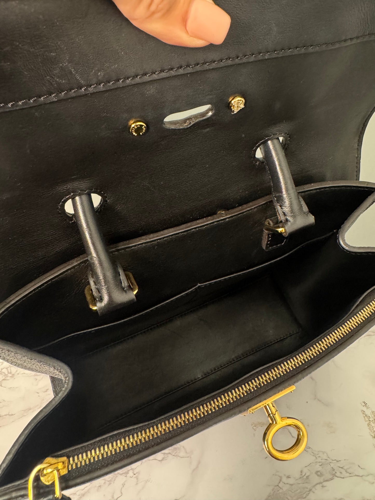 LOUIS VUITTON BLACK STEAMER WITH GOLD CHAIN