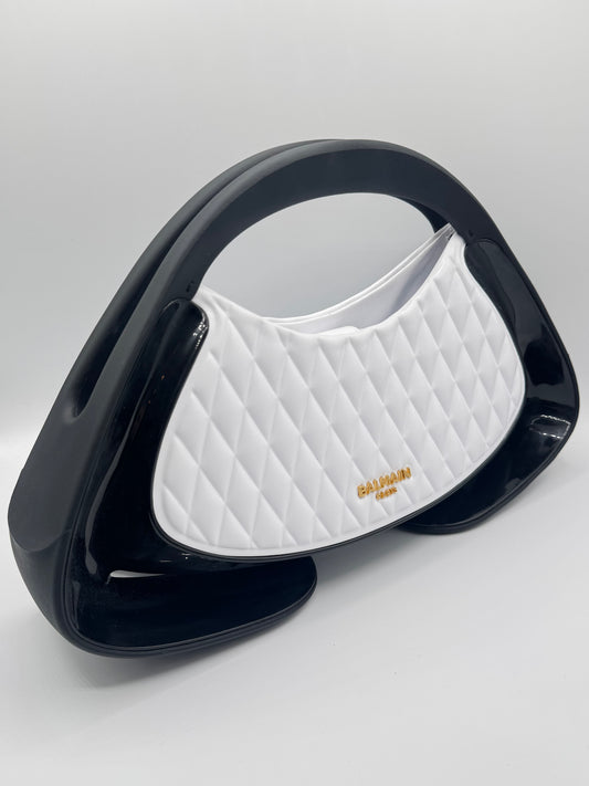 BALMAIN JOLIE SMALL MADAME QUILTED TOP HANDLE BAG