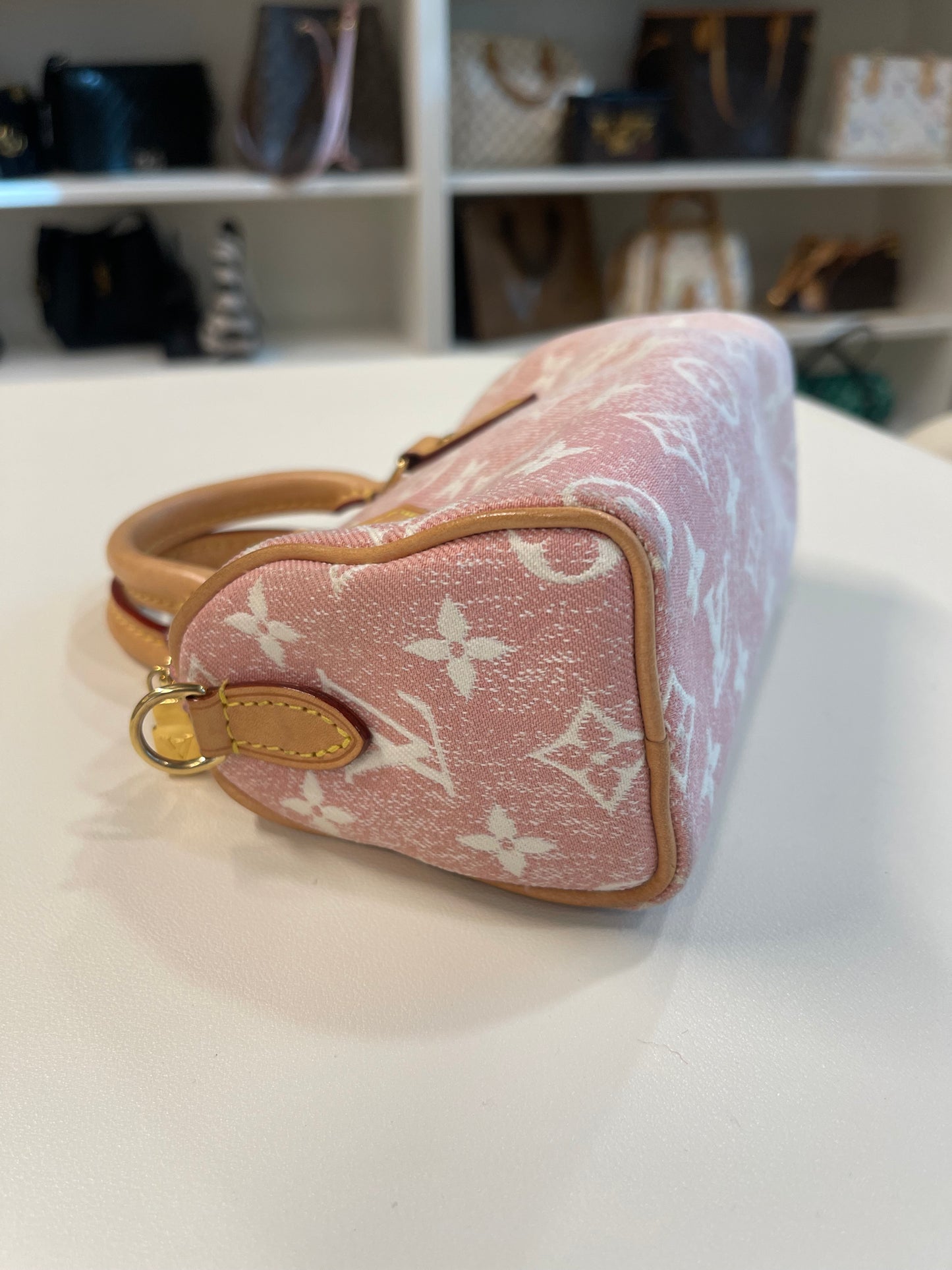 LV PINK NANO SPEEDY DENIM CROSSBODY